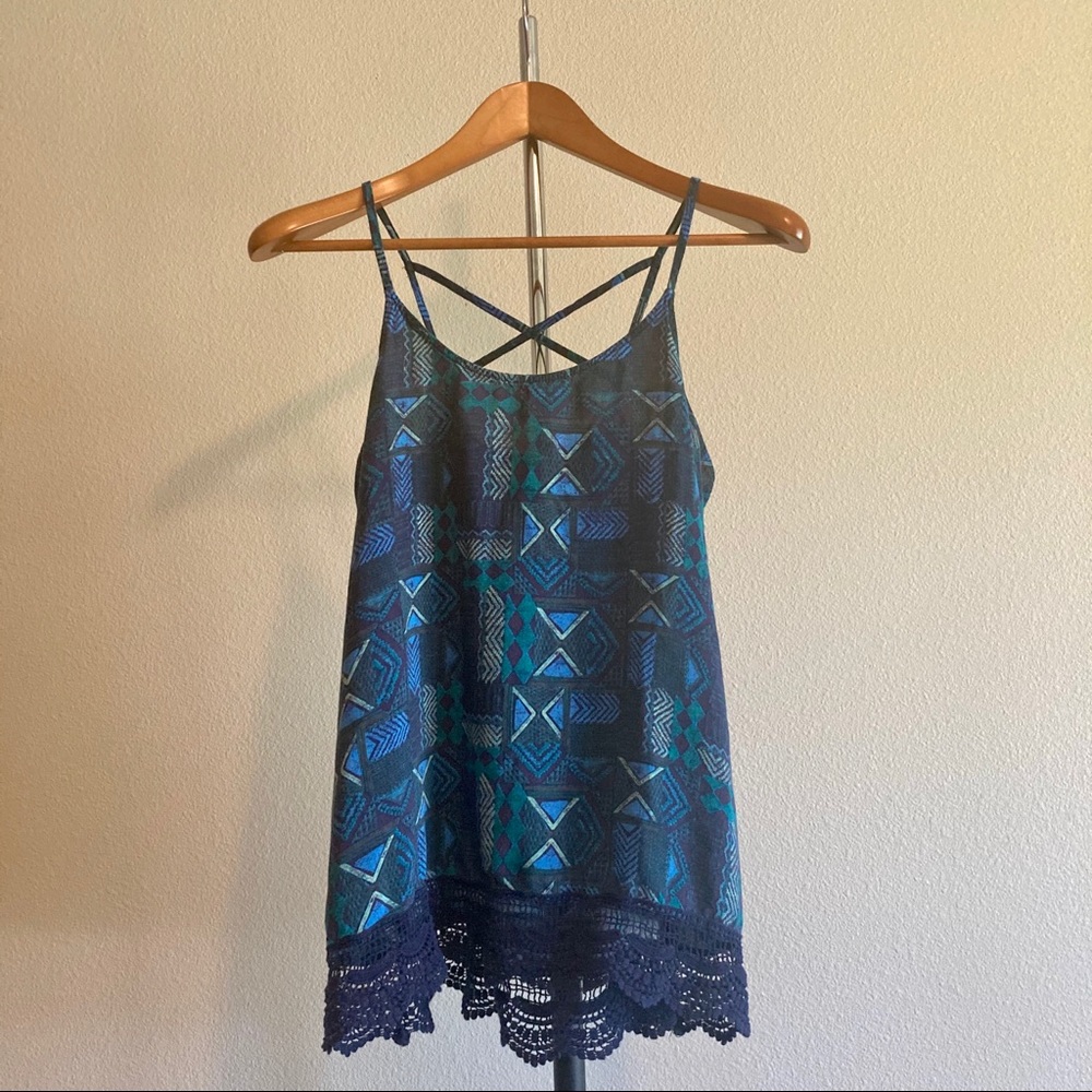 Mossimo Blue Spaghetti Strap Tank Top Size L